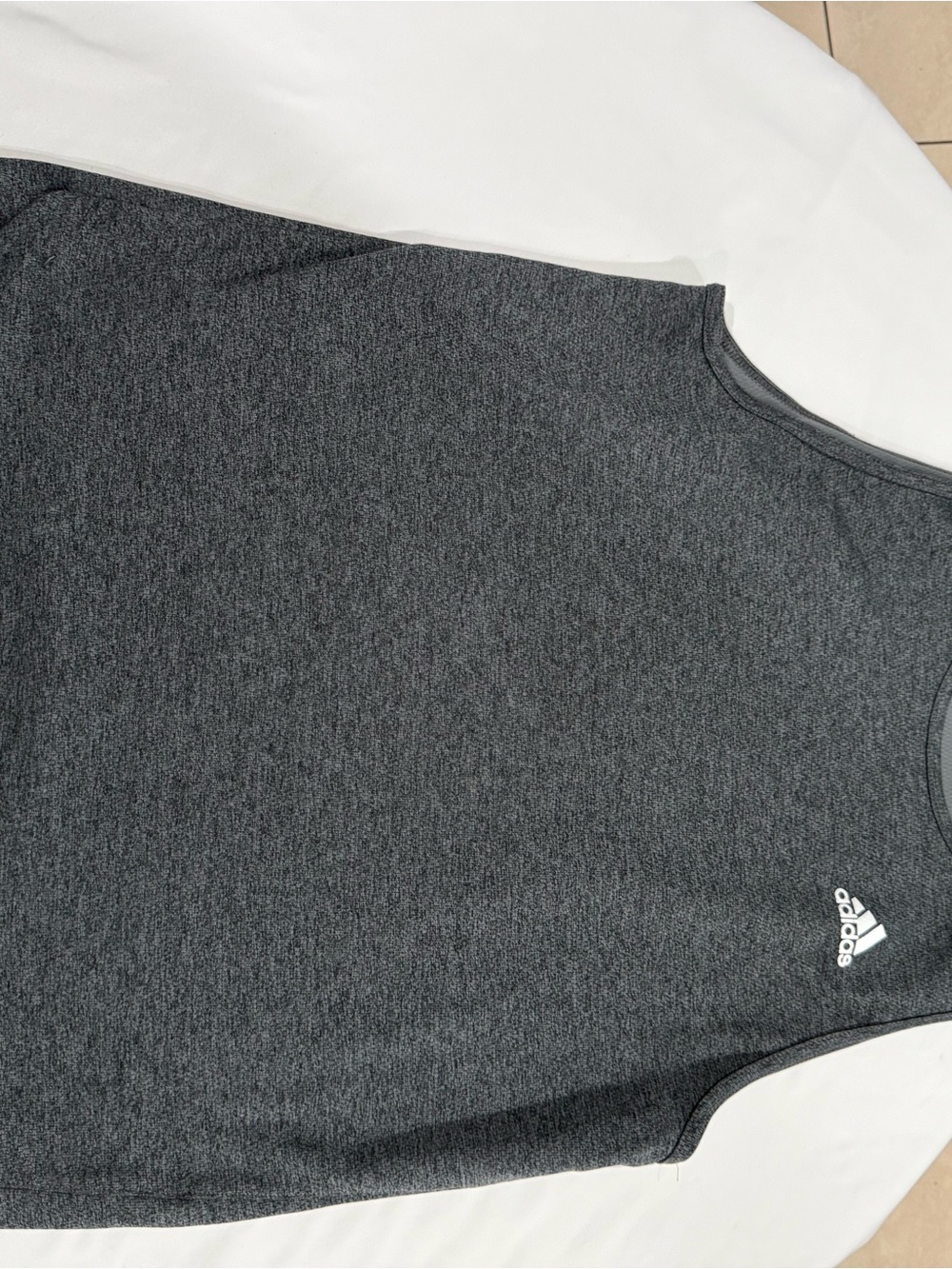 adidas Men's Size M Gray Lightweight Athletic Fit Polyester Logo Tank Top